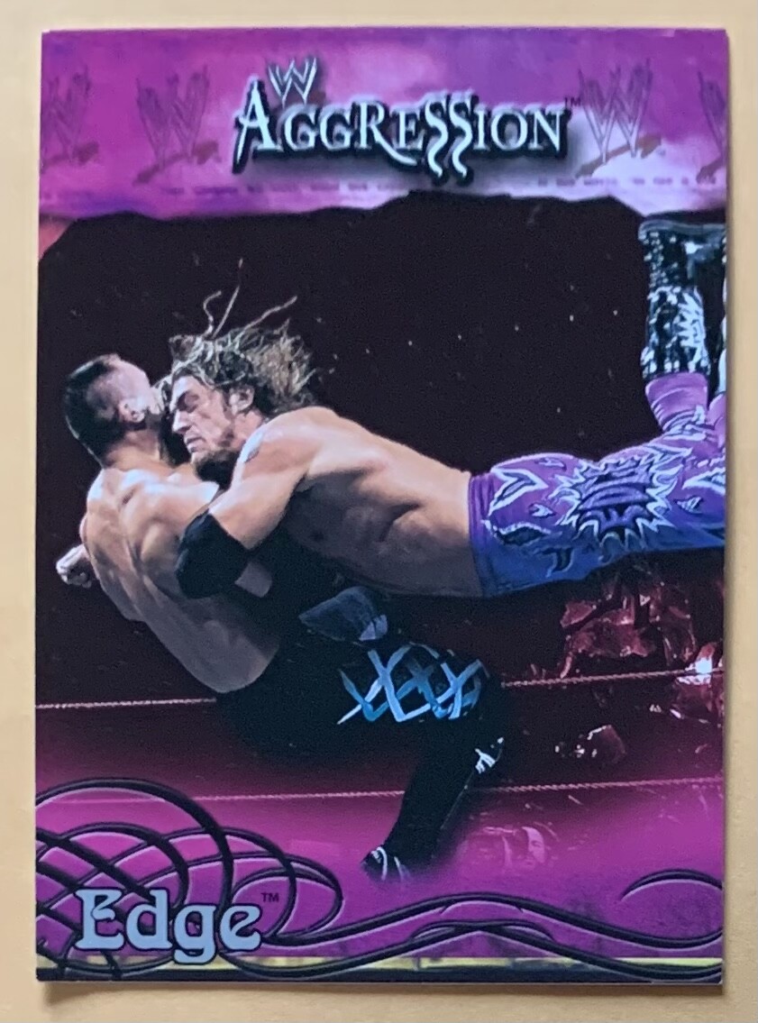 EDGE, WWE "AGGRESSION" 2003 FLEER TRADING CARD, WRESTLING LEGEND !