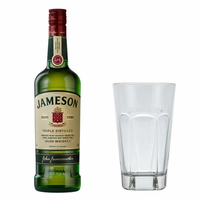 Jameson Original Blended Irish Whisky Set mit Tall Glas Flasche Alk. 40 % 700 ml