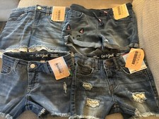 Cat  Jack Girls Denim Shorts Crochet Lace Trim Sz XS 4/5 Lot Of 4 Pairs New