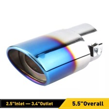 Universal Car Exhaust Tip 2.5 Inlet Stainless Steel Muffler Pipe Throat Blue