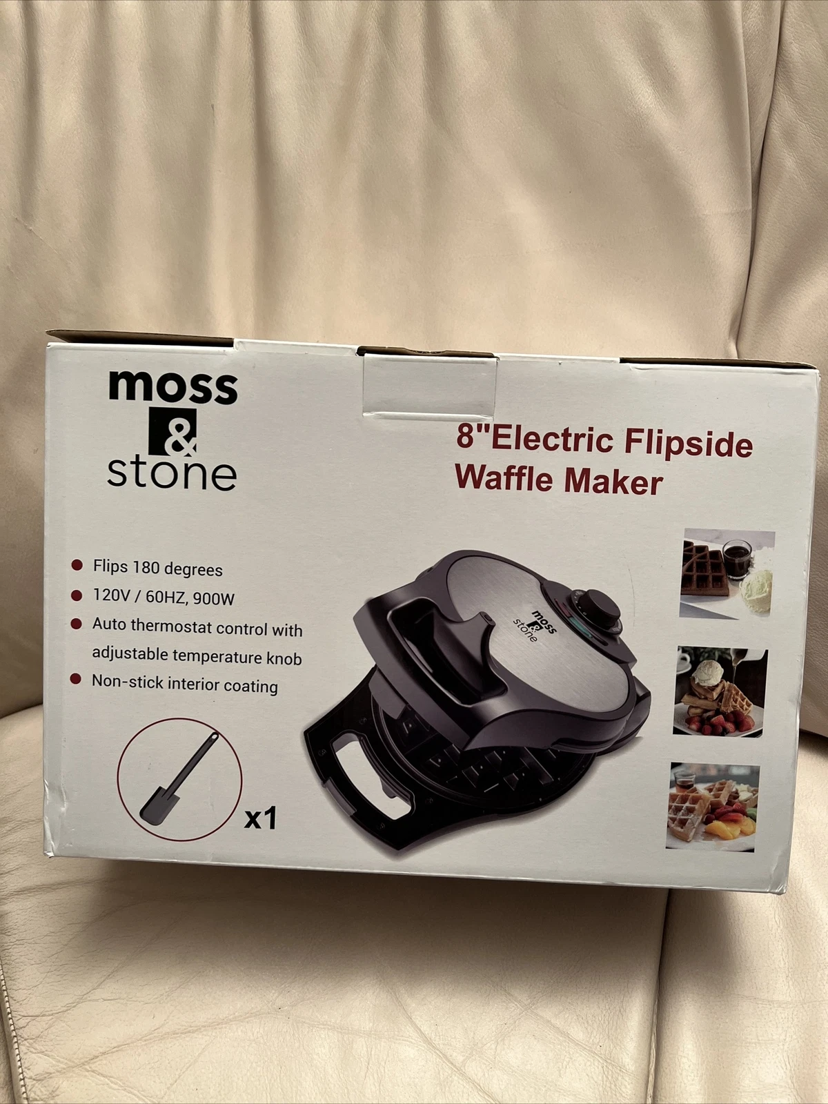 Moss & Stone 8” Waffle Maker, Electric Waffle Machine Flipside & Non-Stick - NEW