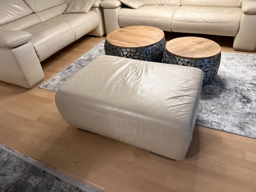 Ledersofa 3er, 2er, Sessel, Hocker + Kissen guter Zust. Comfortsitze ausklappbar - Bild 3 von 15
