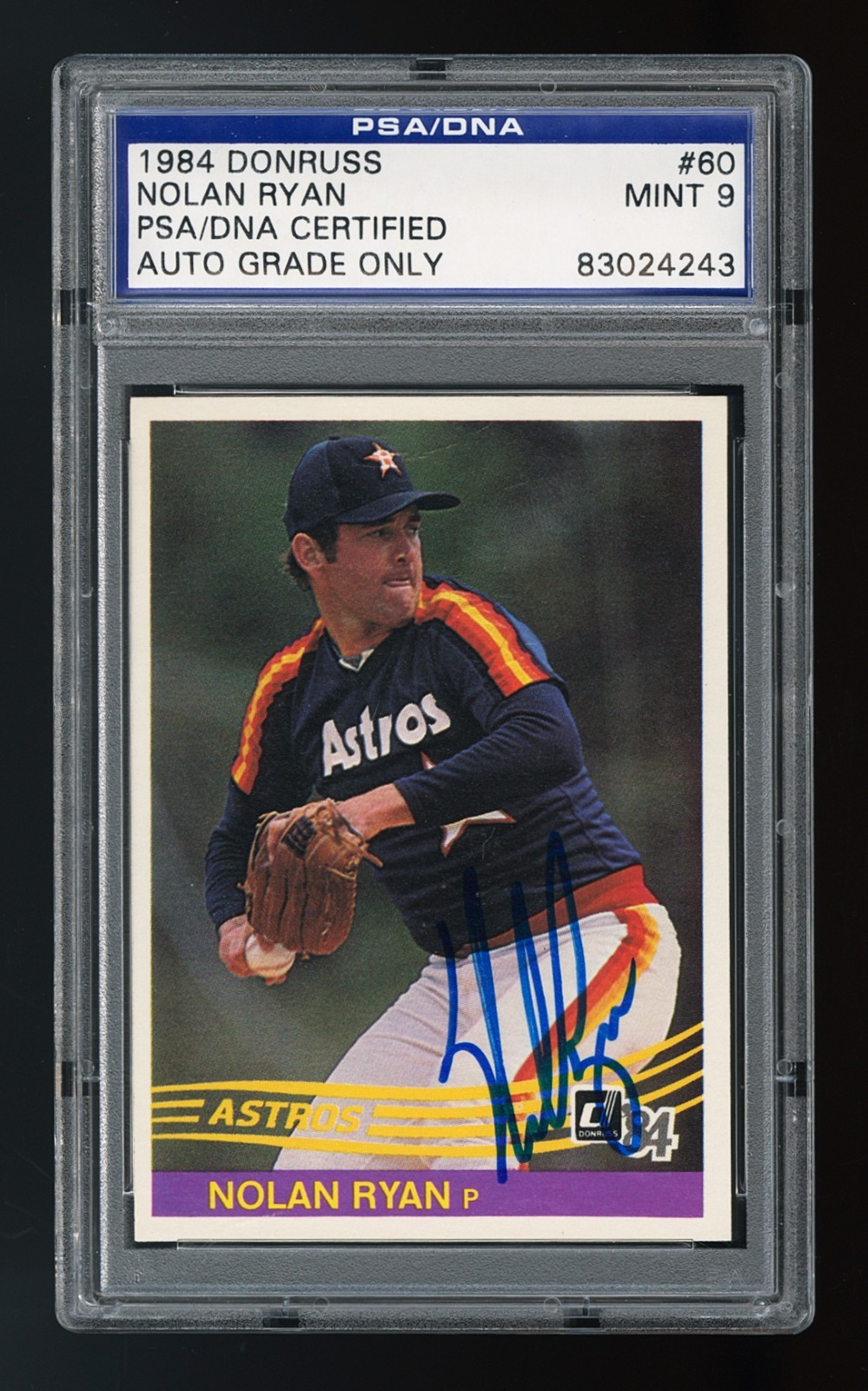1984 Donruss #60 Nolan Ryan Autographed PSA/DNA 9