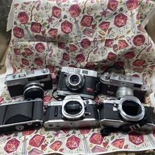 Vintage Camera Lot It 6  Canon AE-1 Kodak Pentax Petri Perkeo I Zorki 4 Untested