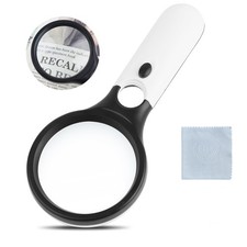 Magnifying Glass with Light, 10X 45X Handheld Glass Reading Magnifier with 3 ...