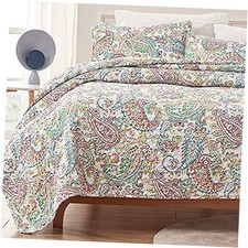3-Piece Printed Quilt Set - King King 106x96 inch  2 Pillow Shams Paisley