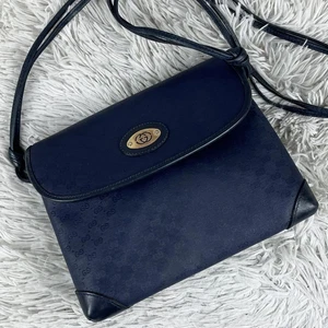 Extrême ANCIEN sac à bandoulière en toile GUCCI bleu marine micro rabat #PG3FZ8