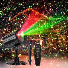 Christmas Projector Lights Outdoor, Dual-Color Starry Sky Outdoor Christmas P...