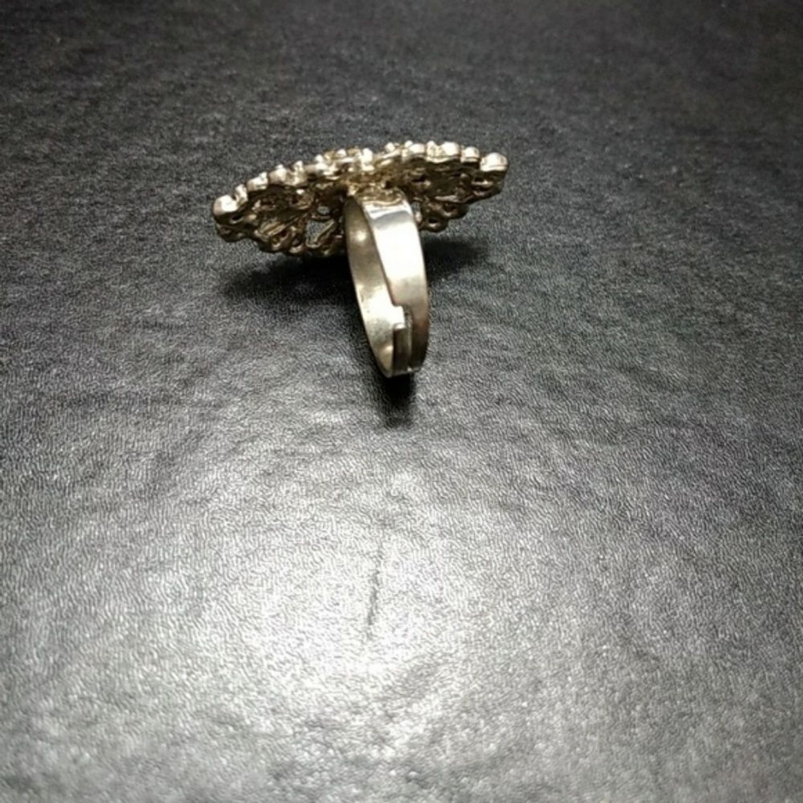 Silver tone oval chunky ring adjustable - image 3