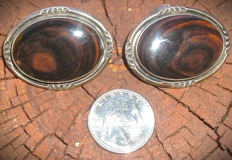 真正令人惊叹、旧、大号、纯银和玛瑙 NAVAJO CUFFLINKS! — 第 2/4 张图片