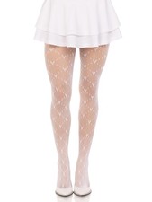 Leg Avenue womens Love Struck Heart Net Tights White One Size Size,