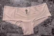 NWOT VICTORIA'S SECRET XL BLACK FLORAL ROSE BOUQET LACE TRIM CHEEKY PANTIES