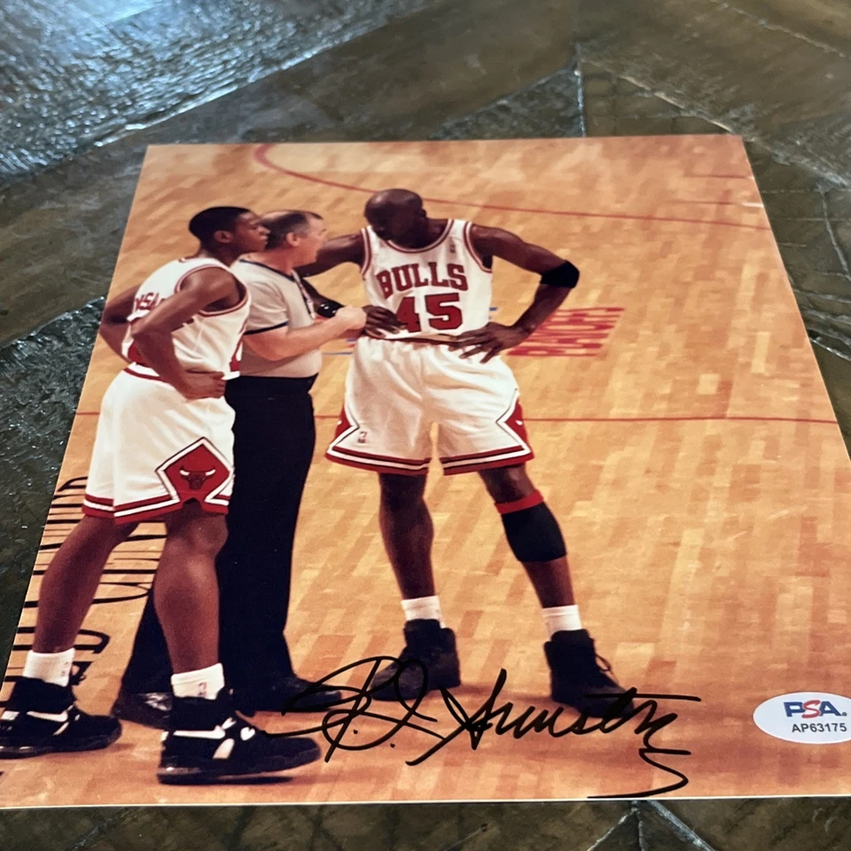 B.J. Armstrong Autographed 8x10 Photo w/ Michael Jordan #45 – Chicago Bulls -PSA - Image 3 of 4