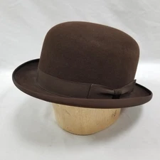Vintage Knox Superfine Brown Felt Derby Bowler Hat Mens Size 7 3/8