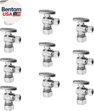 10-Pack  Angle Stop Valve 1/2" Nominal (5/8" OD) Compression X 3/8" OD, 1/4-Turn