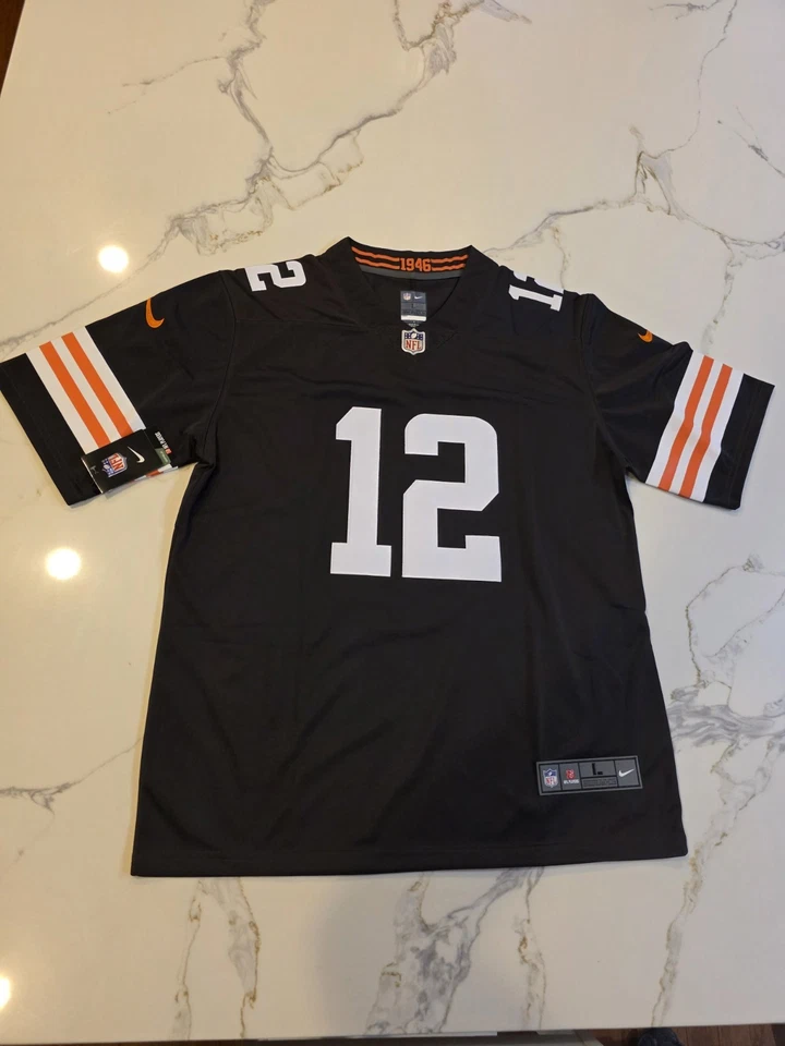 🔥 Shedeur Sanders 🔥 2025 克利夫兰布朗队球衣男式 LG — 第 2/4 张图片