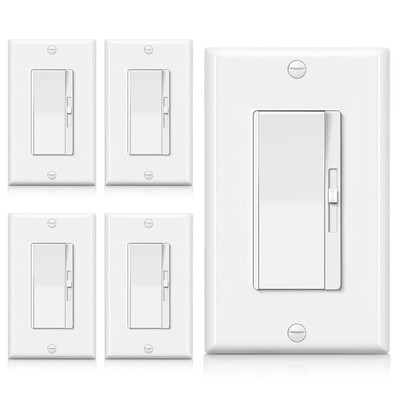 5 Pack Super Slim Dimmer Light Switch for 300W Dimmable LED/CFL Lights and 600W 