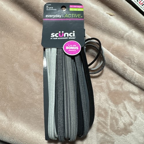 Scunci Everyday & Active Stirnband-Set, 5 Stück mit 3 Bonus-Gummis - kostenloser Versand