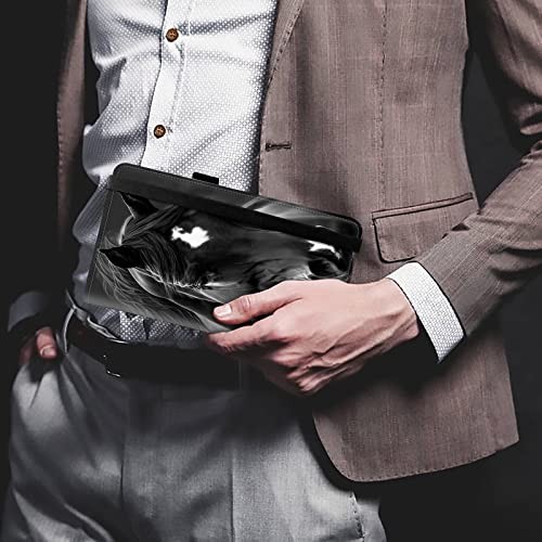 Leder Scheckbuchhüllen für Männer Frauen Scheckbuchhalter schönes schwarzes Pferd - Bild 7 von 7