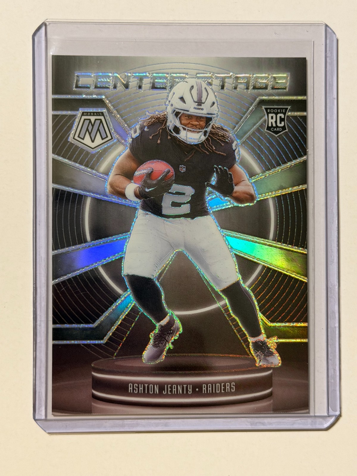 2025 Panini Mosaic #11 Ashton Jeanty Center Stage Silver Prizm Rookie RC Raiders