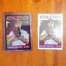 2025 Gunnar Hogland RC Topps Archives #83 Black Rainbow Foil + Base Rookie Pair 