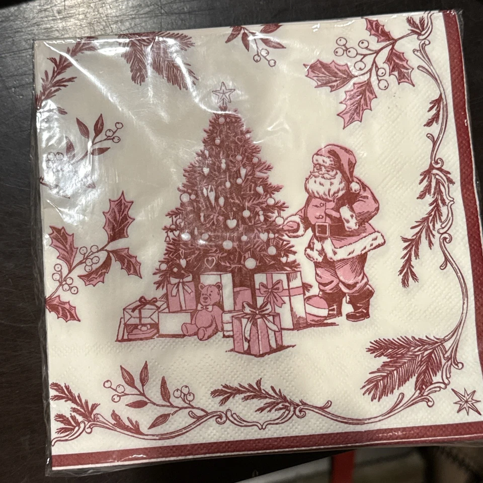 Christmas Toile Paper Napkins New 40 CT Lunch Clementine & Co Decoupage 2 Ply - Image 4 of 4