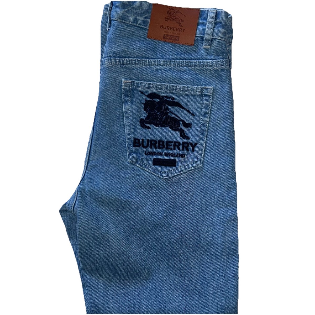 BURBERRY x SUPREME Men's Jeans Pants Big Logo size 32 Rare