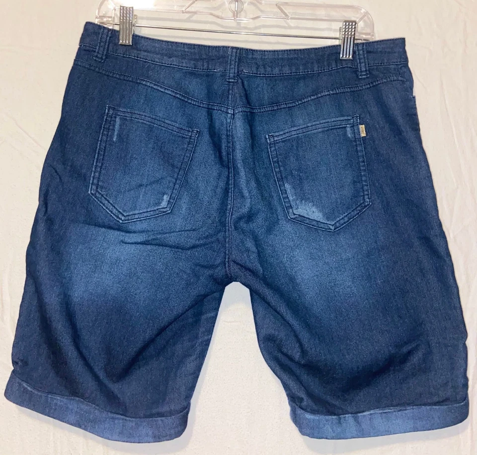 Pantalones Cortos Juicy Couture Mujer 12 Azul Denim Jean Darted Butt Elastizados Puños Comodidad Foto 3 de 4