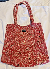 Longaberger Curvy Tote in Red Quilted Paisley Great Shape Retired NWT