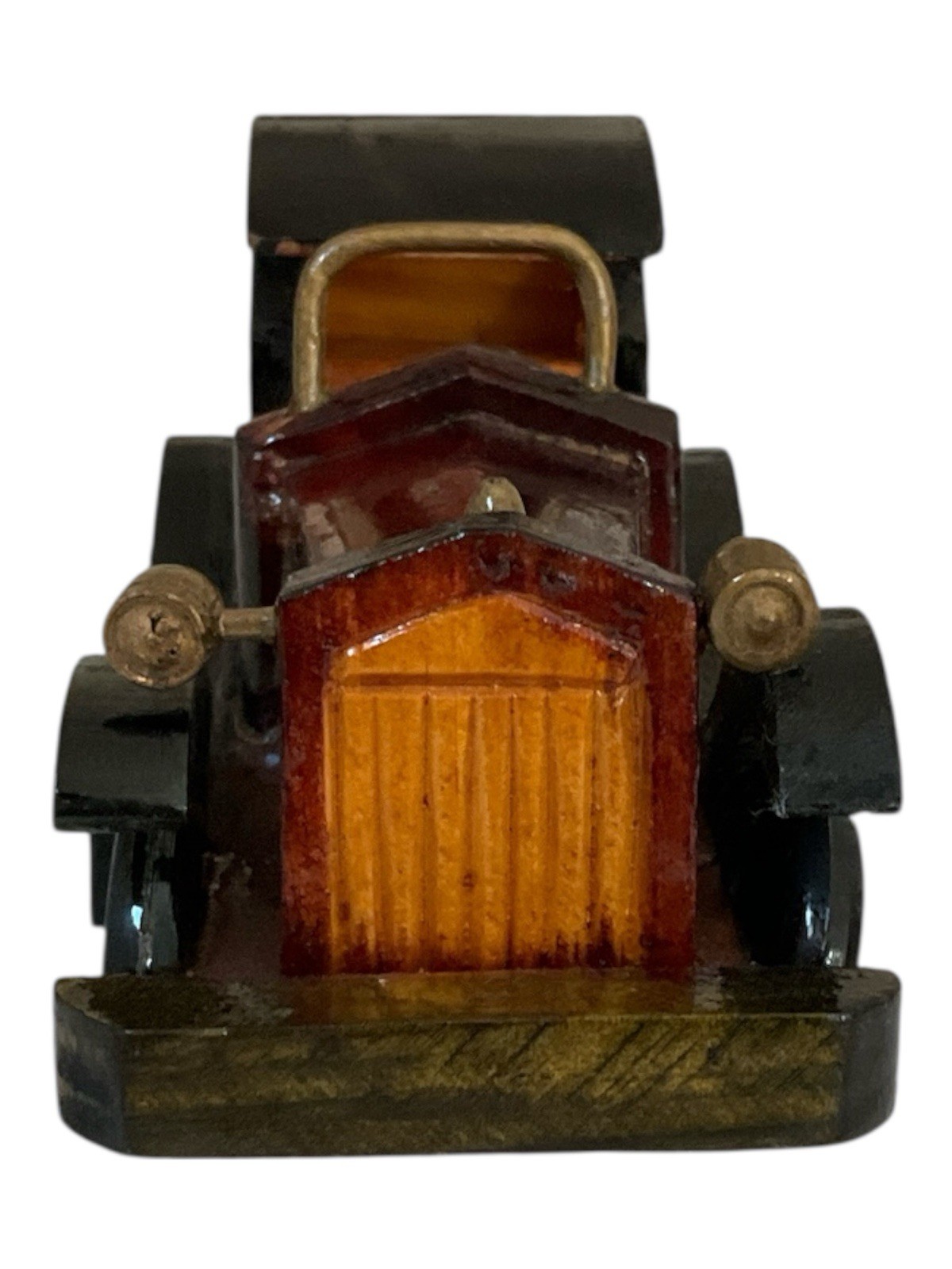 Vintage Handcrafted Wooden Old Timely Car Collectible/Toy with Glossy Stain