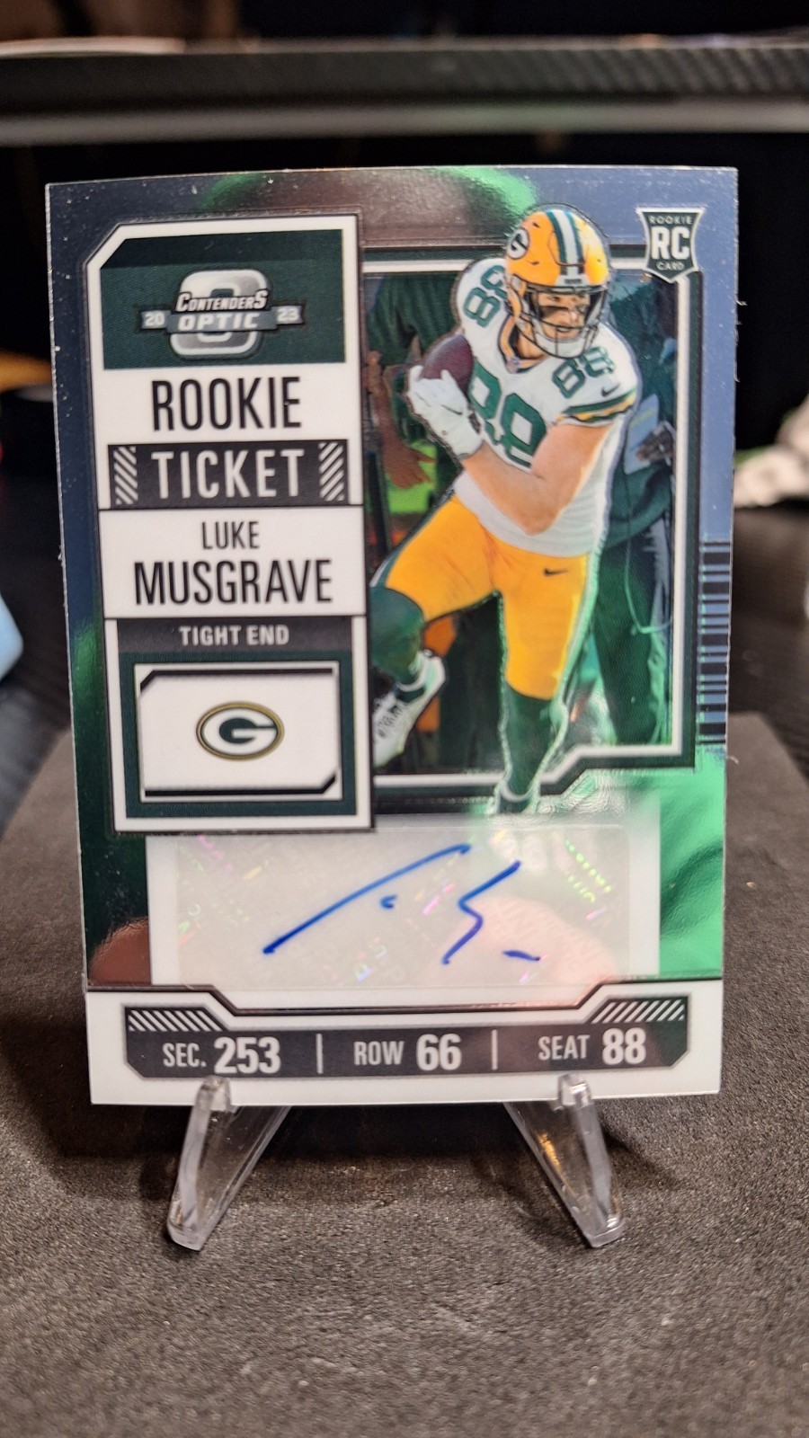 Luke Musgrave Rookie Ticket Auto - 2023 Panini Contenders Optic - Packers RC