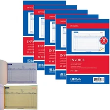 5 Books Carbonless Invoice Receipt Record 2 Part 50 Sets Duplicate Receipt Copy