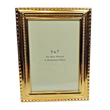 Vintage Gold Toned Polished Photo Frame for 5x7" Beaded Edge Easel Back NIB