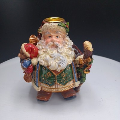 Old World Santa Candle Holding Teddy Bear Christmas Santa Claus HEB