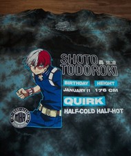 MY HERO ACADEMIA Funimation SHOTO TODOROKI Tie-Dye T-Shirt Mens SMALL Anime