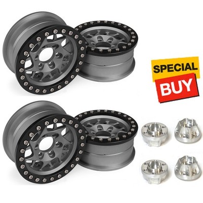Vanquish KMC 1.9 XD127 Bully Grey Alum Wheels (4) w/ SLW 475 Wheel Hubs (4)