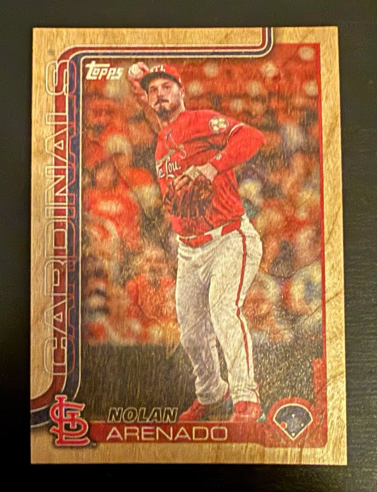 Topps 2025 Series 1 Nolan Arenado Wood Parallel /25 #101 St. Louis Cardinals