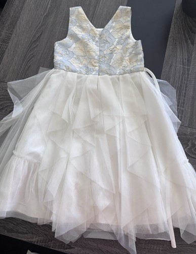American Princess Girls Formal Dress Size 12 Ivory/Gold Flower Girl Communion