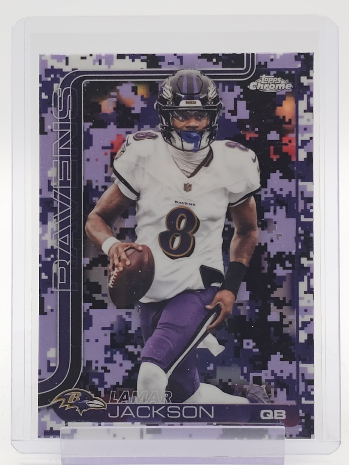 LAMAR JACKSON 2025 TOPPS CHROME VARIATION CAMO REFRACTOR #24 RAVENS SP Q6608