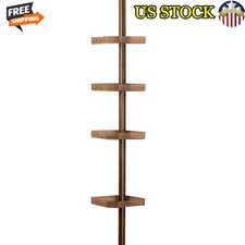 4 Tier Shower Caddy Tension Corner Organizer Hooks Self Draining Easy Install US