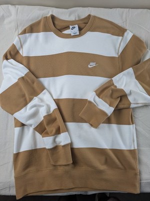 Nike Sweatshirt Club Fleece Long Sleeve Heavyweight MEDIUM FN3106 Brown White
