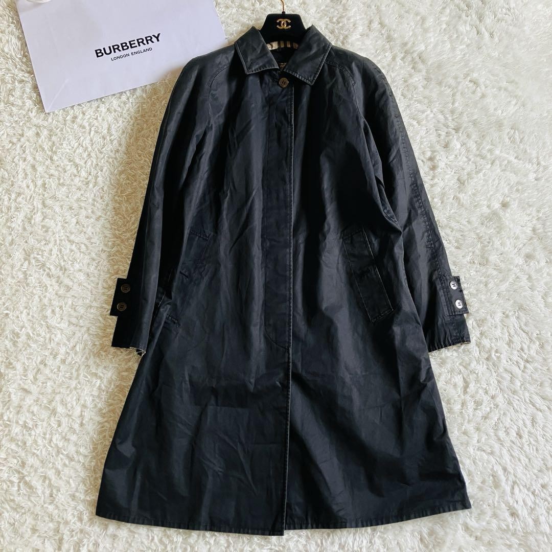 Burberry London Nova Check Black Oversized Trench Coat M727 Pre-Owned