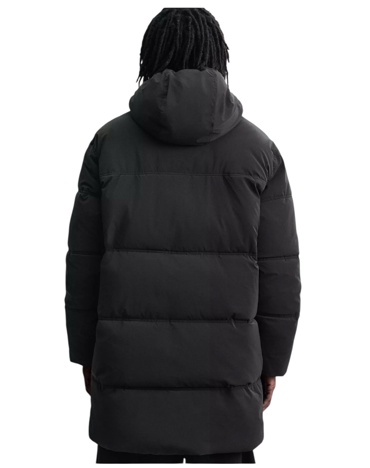 Zara Men’s Size Large  Black Longline Quilted High Collar Hooded Puffer Coat thumbnail 4