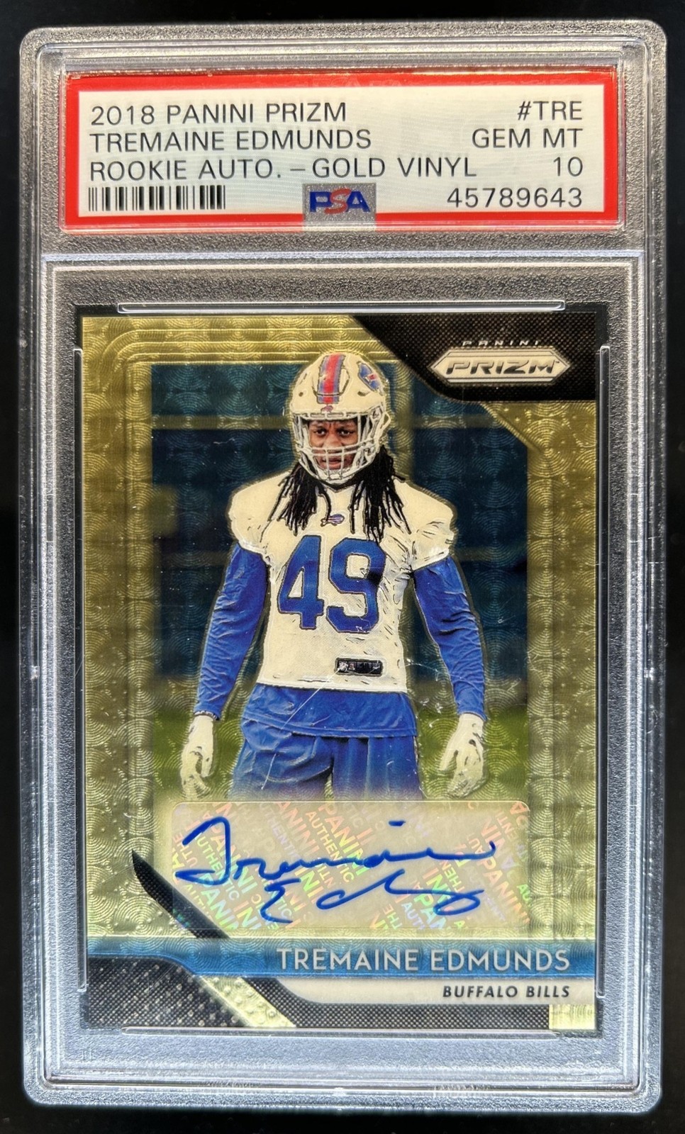 Tremaine Edmunds Panini Prizm Rookie Autographs #TRE Gold Vinyl