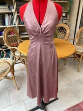 Dusky pink satin halter neck party dress size 10