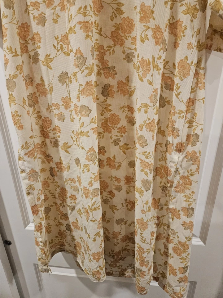 Vestido midi floral hecho a mano para mujer M estampado de flores manga corta abullonada solero.  Foto 3 de 4