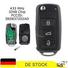 Funk Schlüssel 433MHz Für VW T5 Golf 6 Passat Touran Eos Tiguan Caddy ID48 Chip