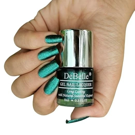 DeBelle Gel Nail Polish Cosmic Emerald (Glitter Emerald Green Nail Paint)|Non UV