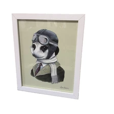 Pilot Meerkat Art Print under glass Easel Frame Ryan Berkley 11" x 9", adorable