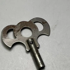 Antique Iron Ornate Clock Winding Key Size 3/16th Shaft 2.25" Long by 1-1/2" #10